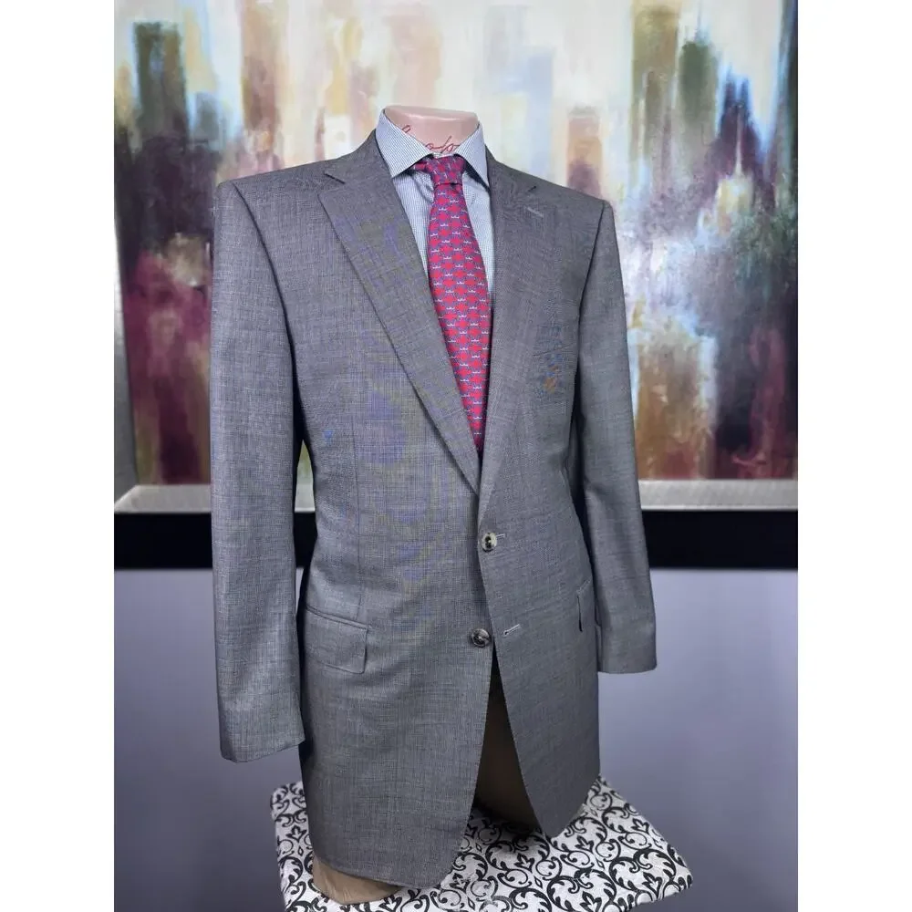 $4995 Zegna 15milmil15 Su Misura Gray Nailshead Blazer IT 56L Fits US 44L Roma